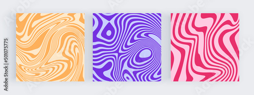 Red, blue and yellow groovy wavy lines retro design for social media backgrounds
