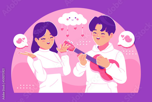 cute couple in love illustration background