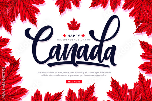 canada day lettering background with maple leaves
