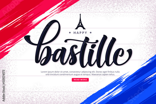 Fotografie, Obraz happy bastille day lettering background