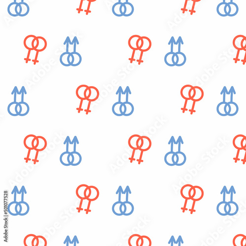Pattern with lgbt. Seamless hand-drawn pattern with gender icons. Vector illustration.