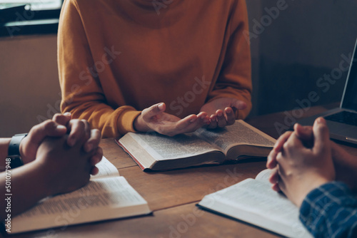 Bild auf Leinwand Christians and Bible study concept