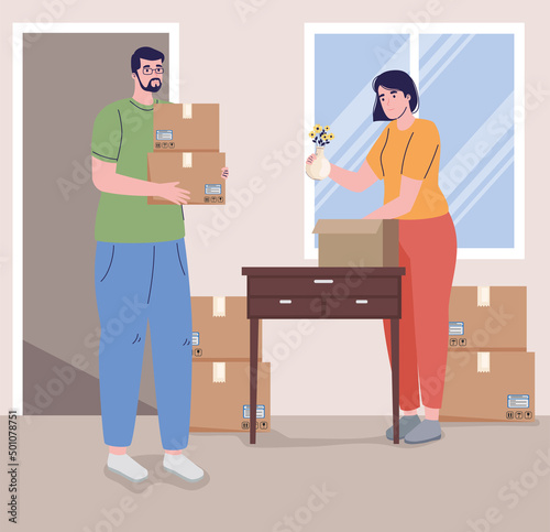 couple in moving activity characters