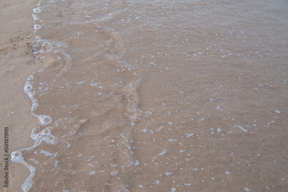 clear beach early morning with surf and sand no people out of focus with grain clear beach early morning with surf and sand no people out of focus with grain