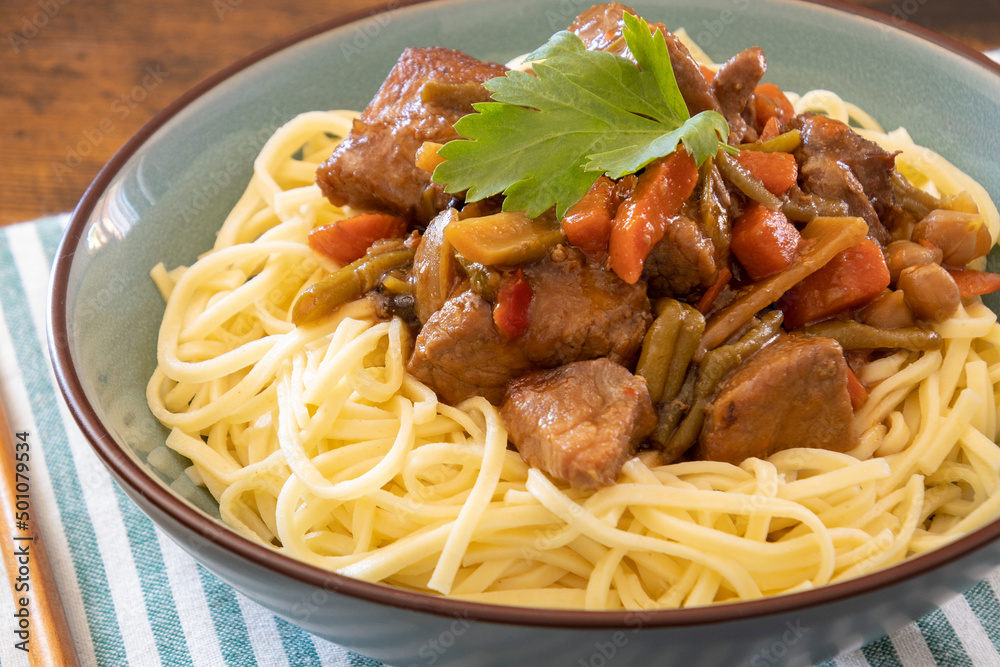 Asian-style pork stir-fry with vegetables Asian-style pork stir-fry with vegetables