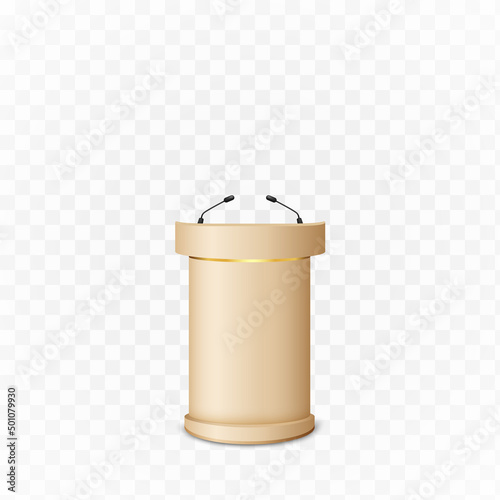 Gold podium, podium and podium with microphones for speeches and speakers.