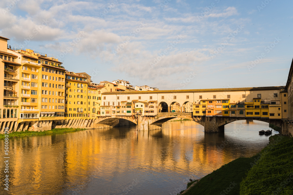 morning view of the Ponte Vecchio in Florence, Italy 