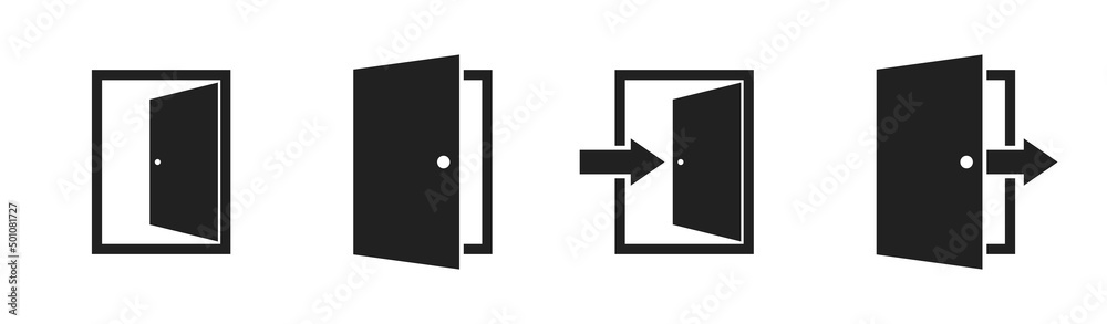 Exit and enter icon set. Door with arrow. Vector EPS 10 Exit and enter icon set. Door with arrow. Vector EPS 10