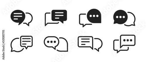 Chat message icon set. Speech bubbles with text messages symbol. Vector EPS 10 photo