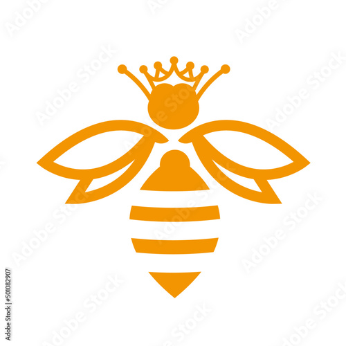 Queen Bee icon flat logo vector illustration mascot design