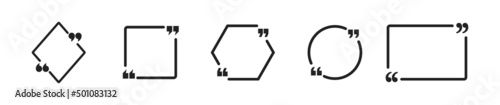 Quote box frames set in different shapes with quote marks. Free space for text.  Vector EPS 10