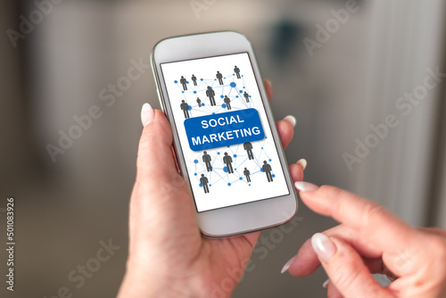 Social marketing concept on a smartphone