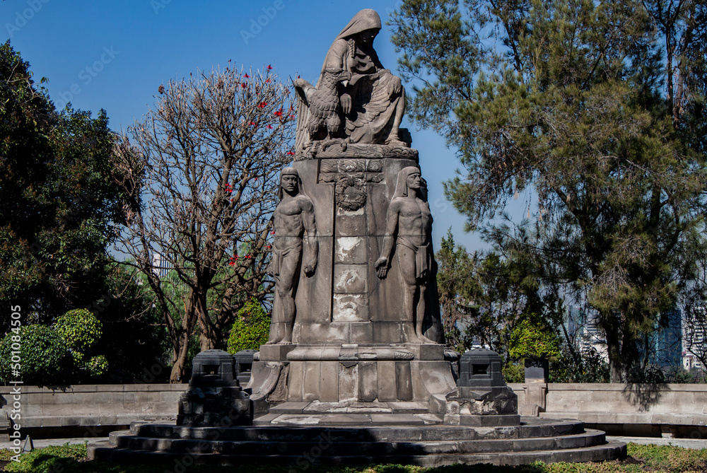 Historical monument symbolizing the grateful homeland to its fallen children in Chapultepec Castle Park in Mexico City the Central American capital, CDMX, México.