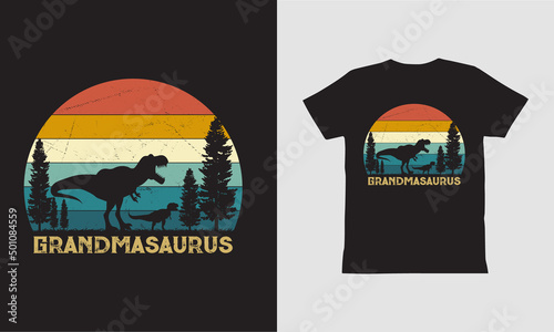 Grandmasaurus Dinosaur vintage T-Shirt design.