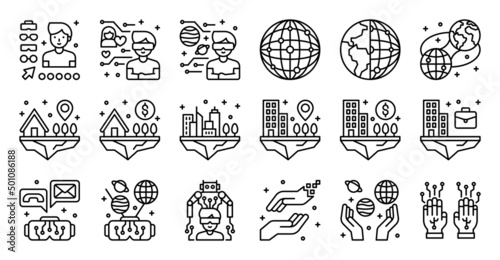 Metaverse related vector icon set 2, line style