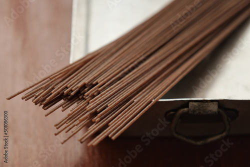 incense sticks on a table