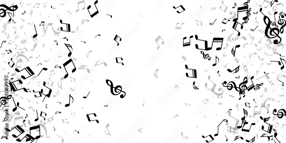 Musical notes flying vector illustration. Audio Musical notes flying vector illustration. Audio