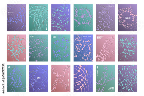 Biomedical brochure cover templates vector set.