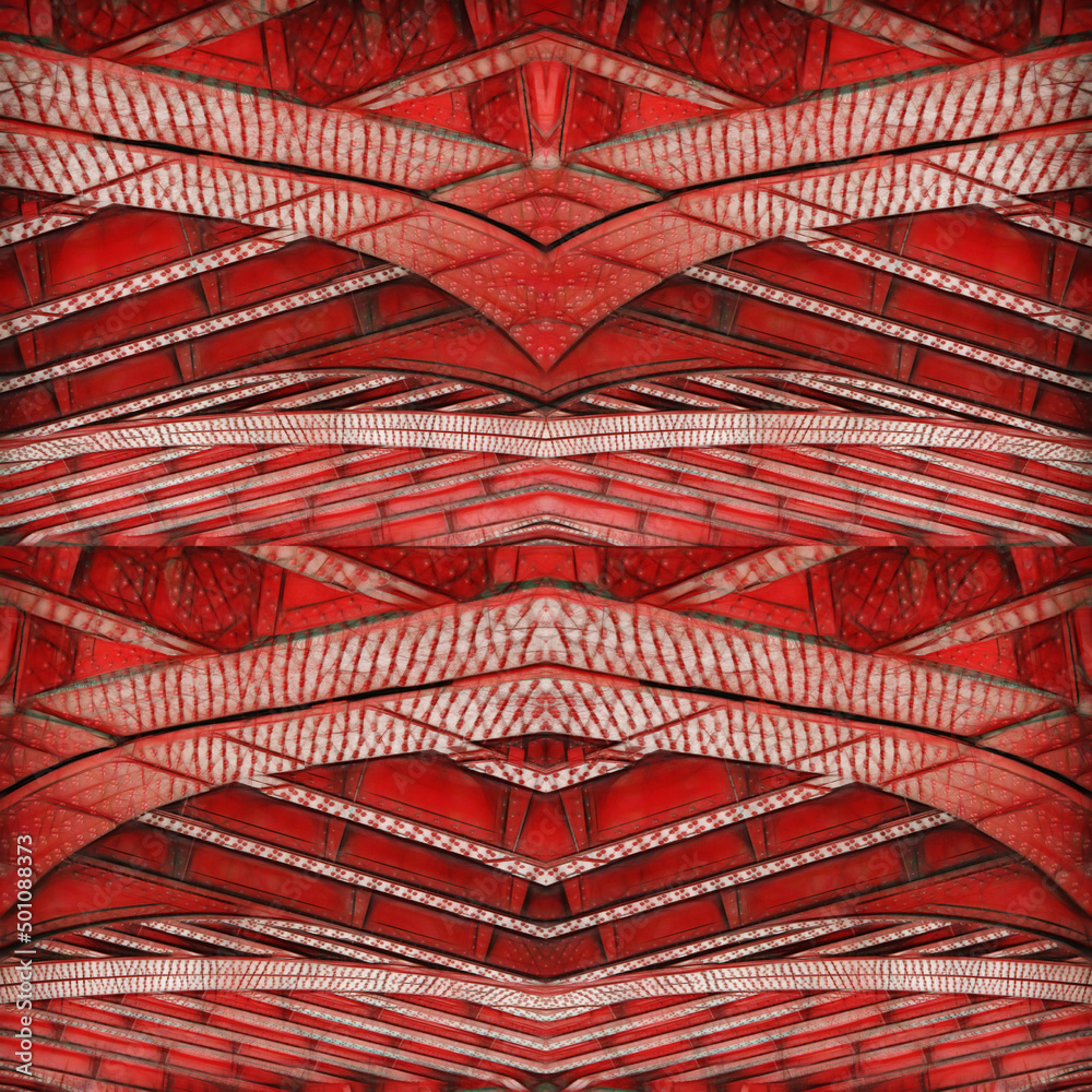 pattern and design from engineering girders with rivets in bright red ...