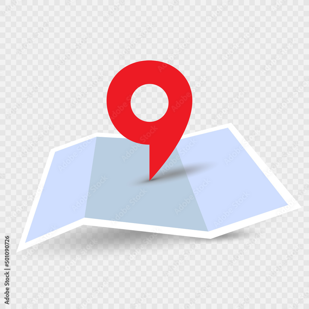 location pin on paper map icon location pin on paper map icon