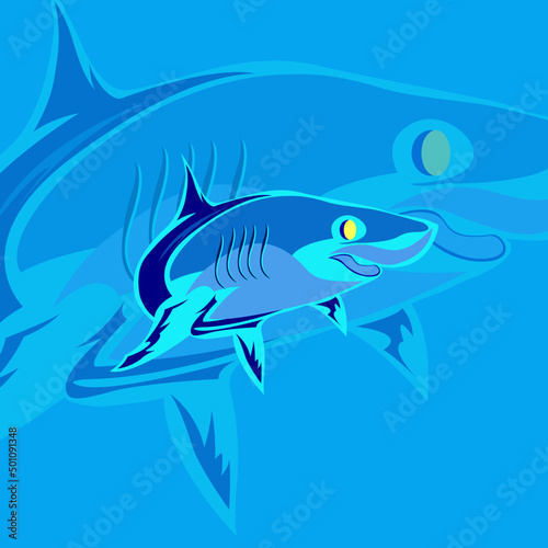 illustration shark logo esport design