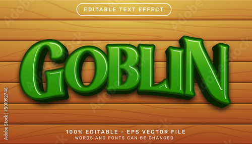 Fototapeta Naklejka Na Ścianę i Meble -  goblin 3d text effect and editable text effect with wood texture background