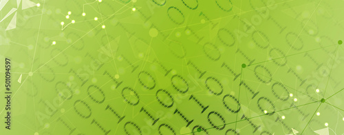 Bytes of binary code run through network. Abstract futuristic technology syberspace