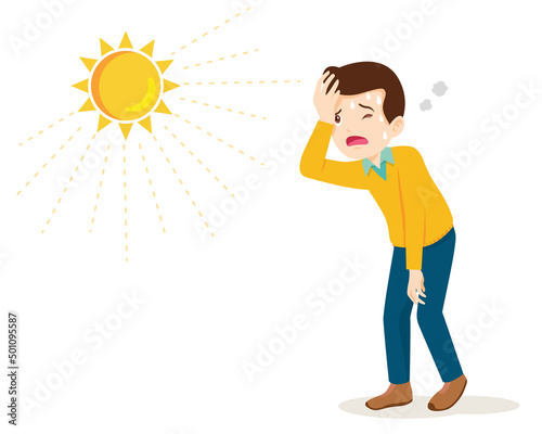 man thirsty from heat of the summer sun