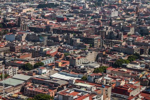 Panoramic view of Mexico City. Downtown district neighborhood skyline in the city center of the Central American capital, CDMX, México.