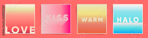 Summer party gradient neon design set for poster background, social media square posts, aesthetic blurry frames, decorative banners. Duotone vertical minimal vector cover vibes creatives.