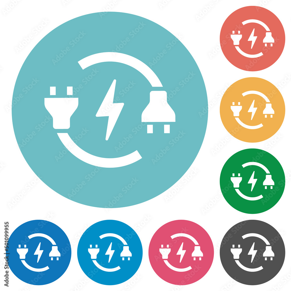 Electrical circuit with plug and cord flat round icons Electrical circuit with plug and cord flat round icons