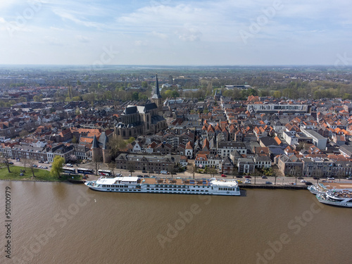 Skyline of the city Kampen in the Netherlands  Aerial