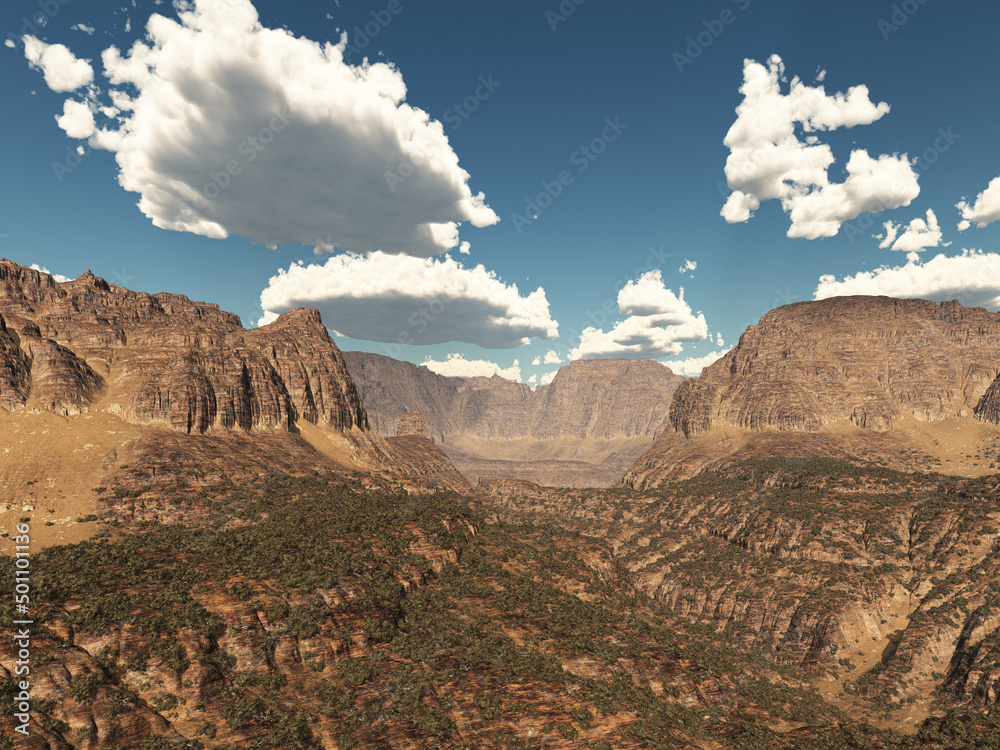 Gebirgslandschaft mit einem Canyon