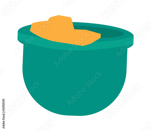 Cartoon pot with porridge. Vector illustration