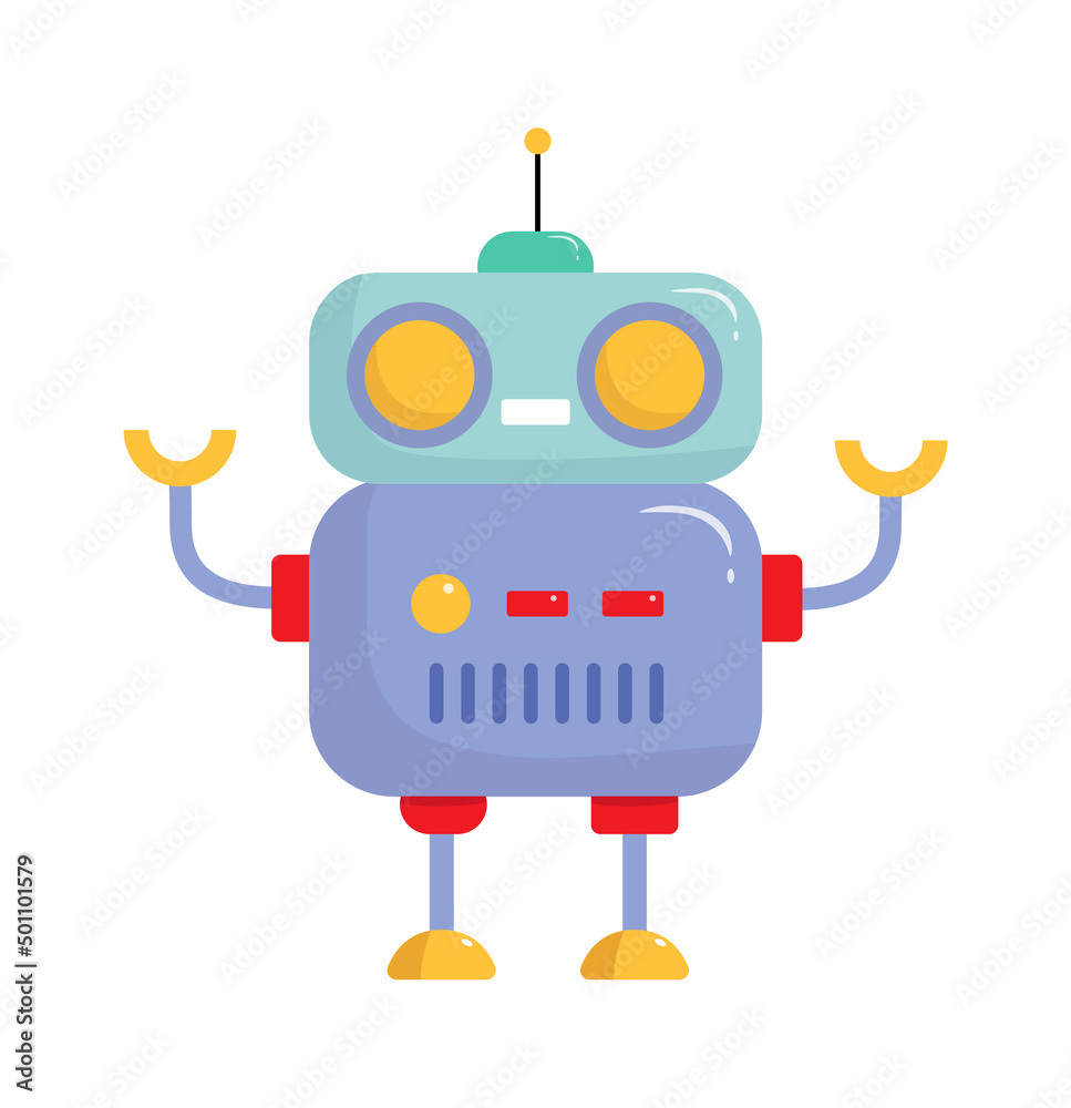 Naklejka premium Cartoon retro robot toy. Vector illustration