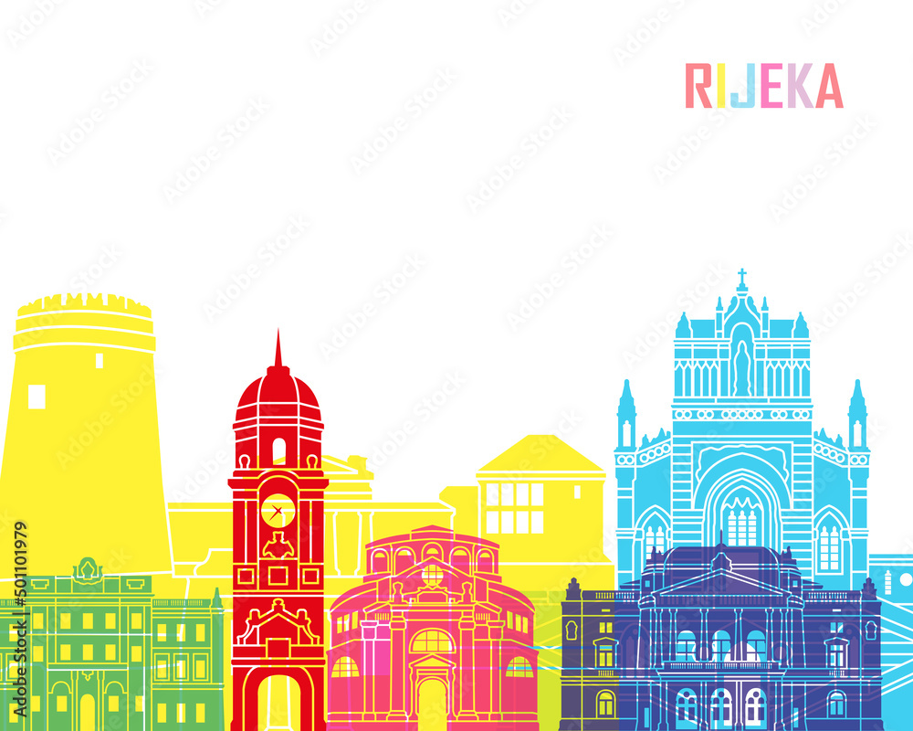 Rijeka skyline in watercolor - poster