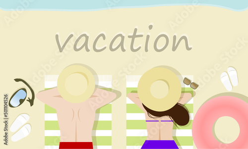 beach girl and boy vacation