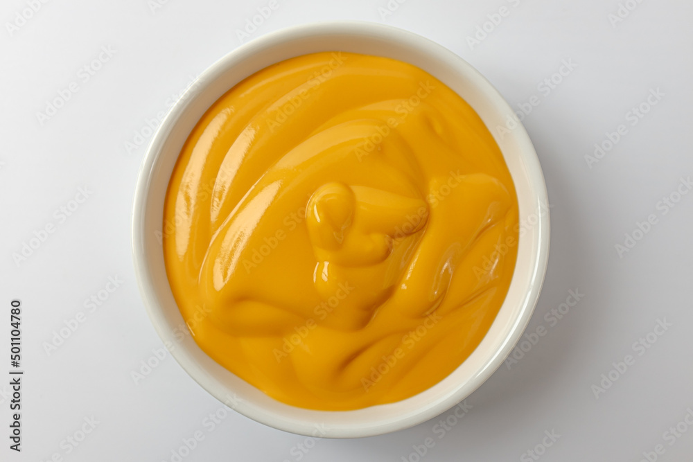 cheese sauce on a white background