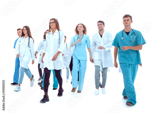 group of young medical professionals standing together