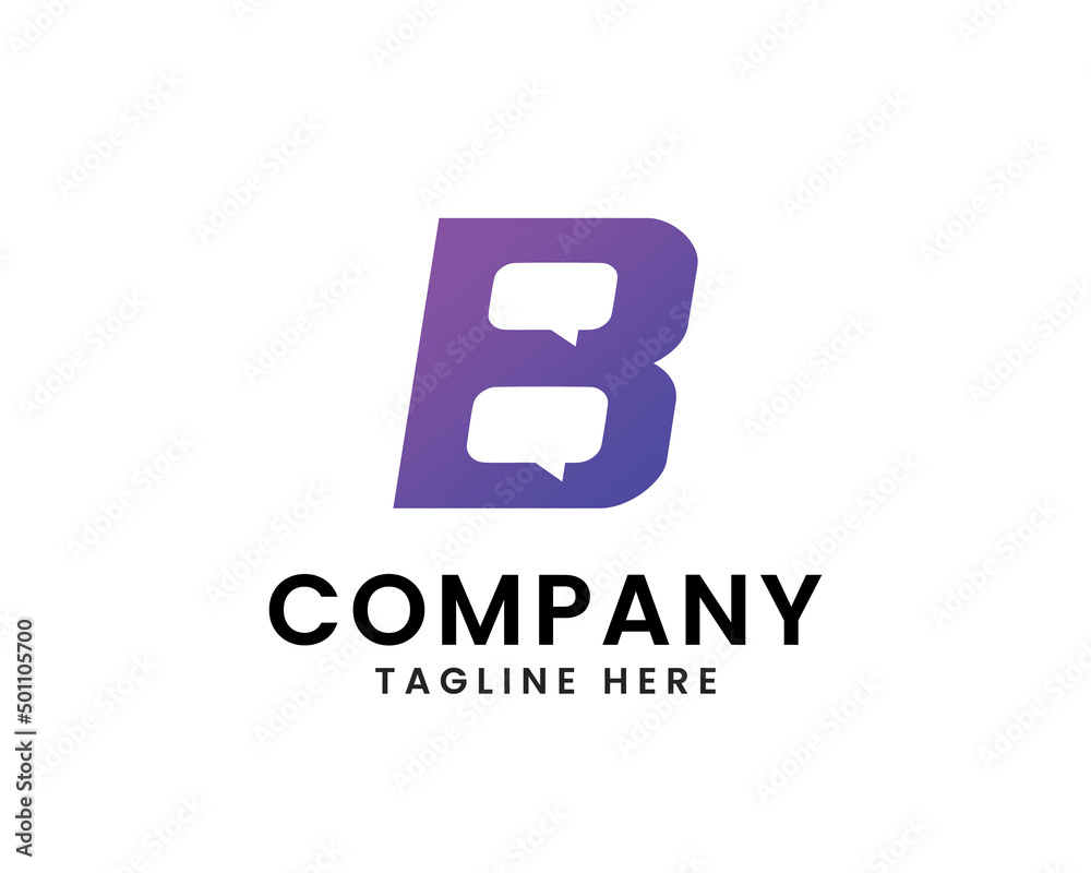 Unique letter B and chat logo design Unique letter B and chat logo design