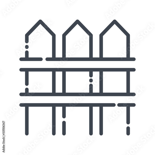Vector fence line icon isolated. territory fencing symbol
