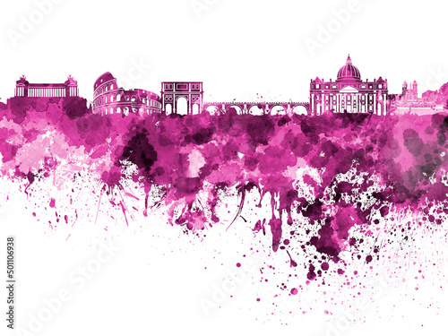 Canvas Print rome skyline in watercolor-poster
