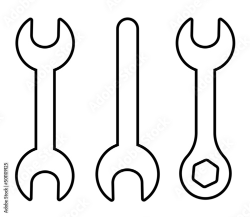 Simple set of three wrench keys