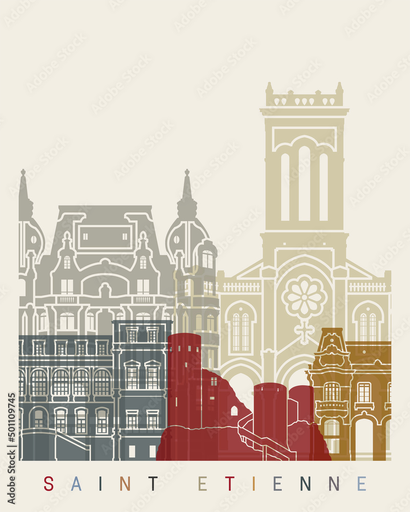 Saint Etienne skyline poster