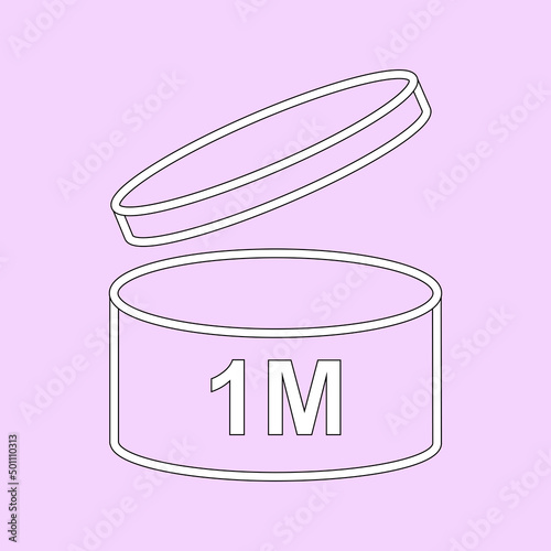 1m period after opening pao icon sign flat style design vector illustration isolated white background. 1 month day expiration period after opening. Transparent jar, matching the background color