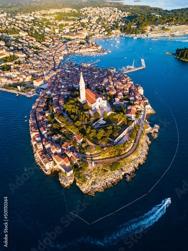 Rovinj, Istra, Croatia. Aerial drone view. photo