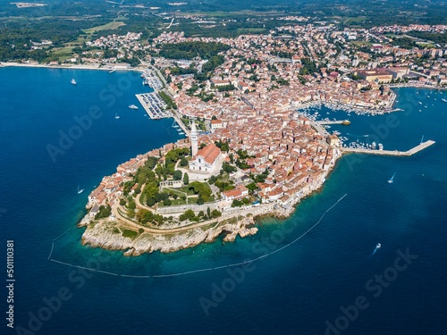 Rovinj, Istra, Croatia. Aerial drone view.