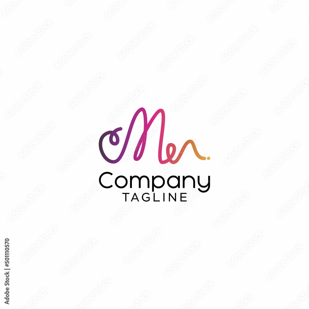 colorful line art letter m logo design