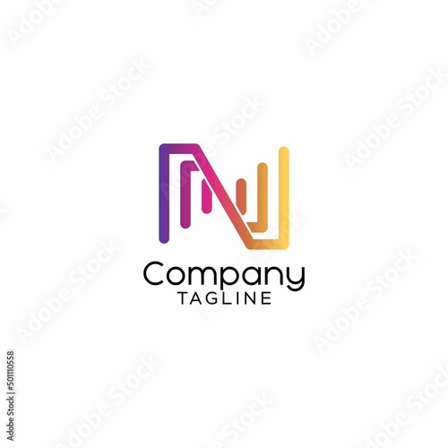 colorful line art letter n logo design