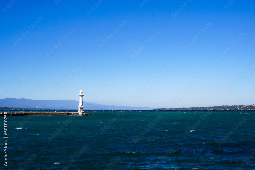 Old lighthouse on Lake Geneva